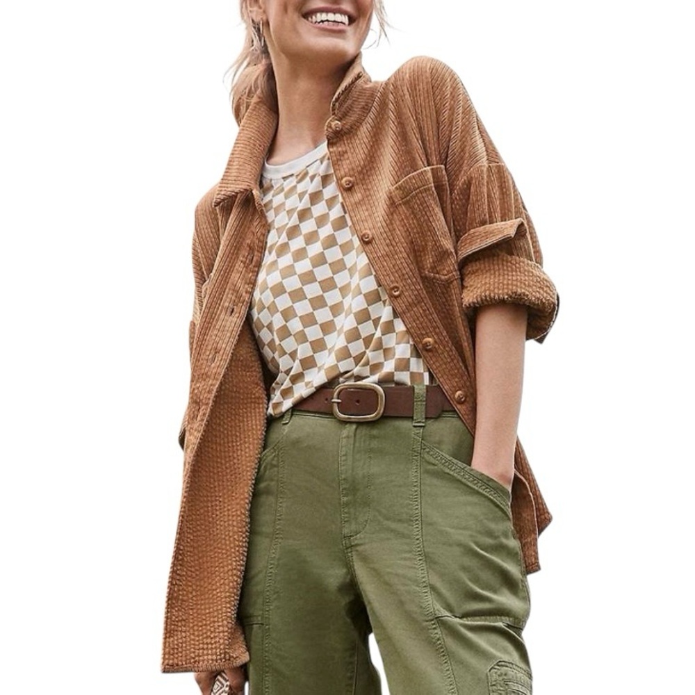 Maurices Tan Corduroy Button Down Lightweight Shacket, Size‎ XL - Picture 2 of 9